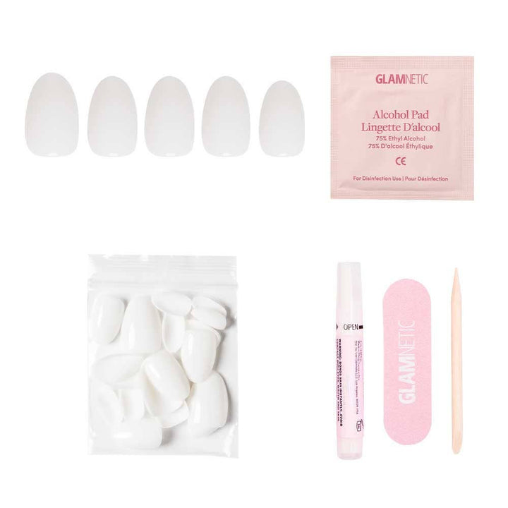 Press-On Glamnetic Nails - White Swan