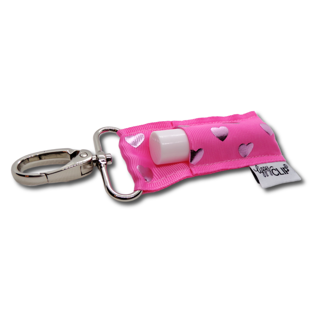 Pink Hearts on Pink LippyClip® Lip Balm Holder (PREORDER: Ships in 2-3 Weeks)
