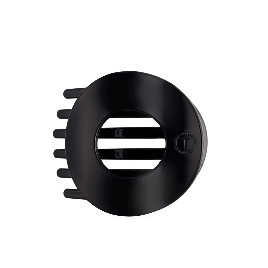 Large Teleties Flat Open Circle Clip - Jet Black (Ships Next Week)