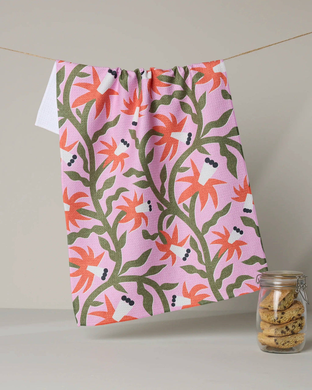 Graphic Flowers Tea Towel by Geometry
