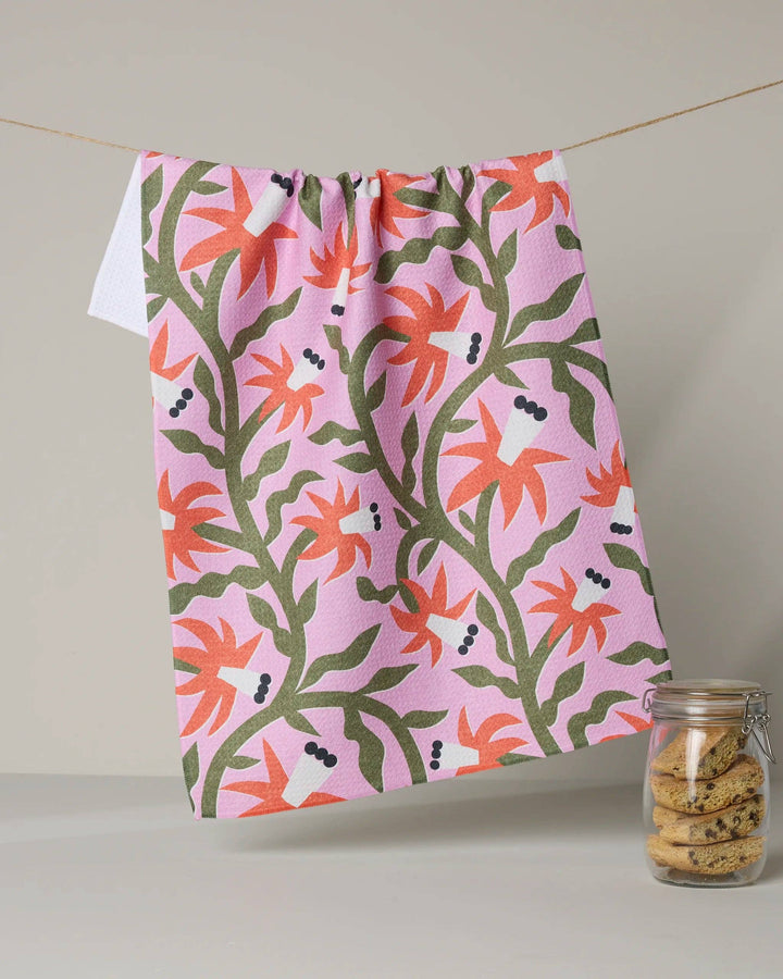 Graphic Flowers Tea Towel by Geometry
