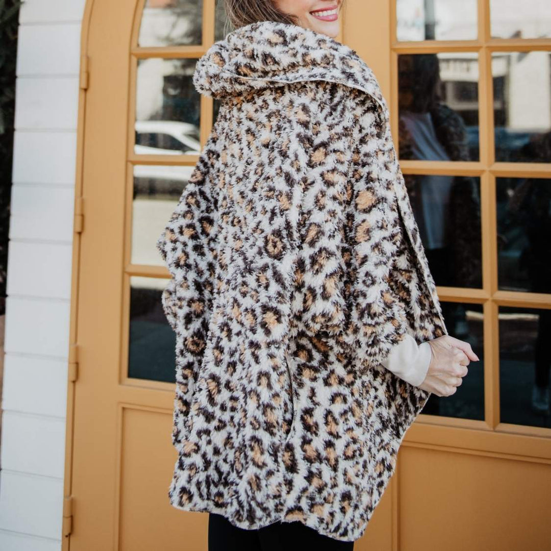 Lightweight Body Wrap With Hoodie & Pockets - Tan Leopard by Katydid
