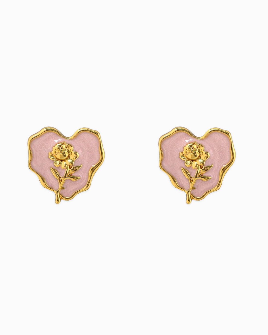 Once Upon a Rose Heart Stud Earrings - Pink