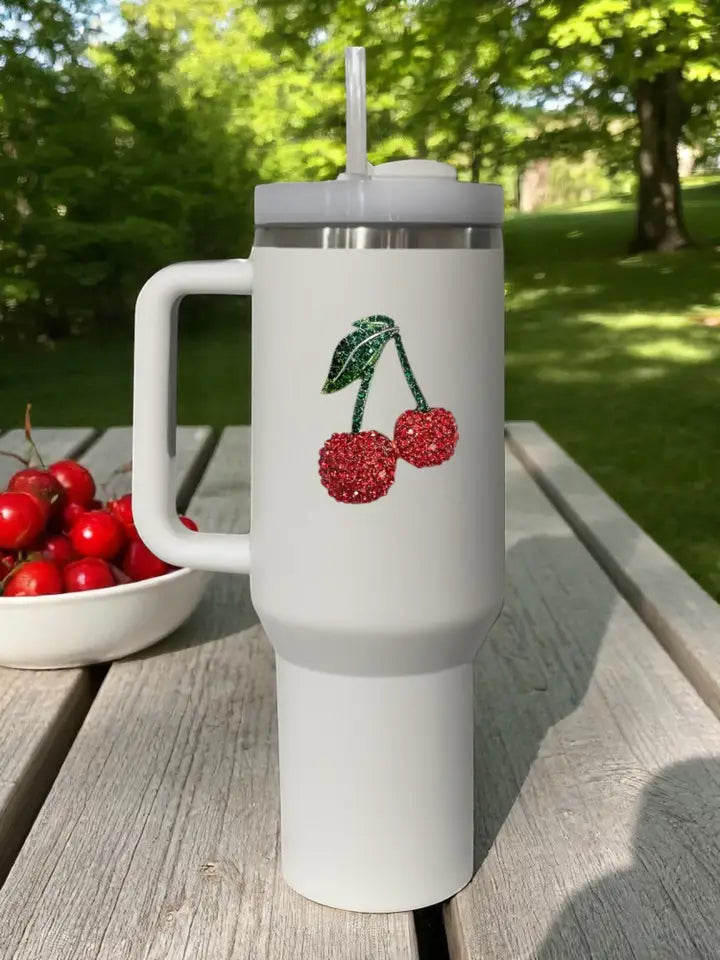 JUNE PREORDER: Cherries 40oz Tumbler White by the Queens Jewels (Ships in 2-3 Weeks)