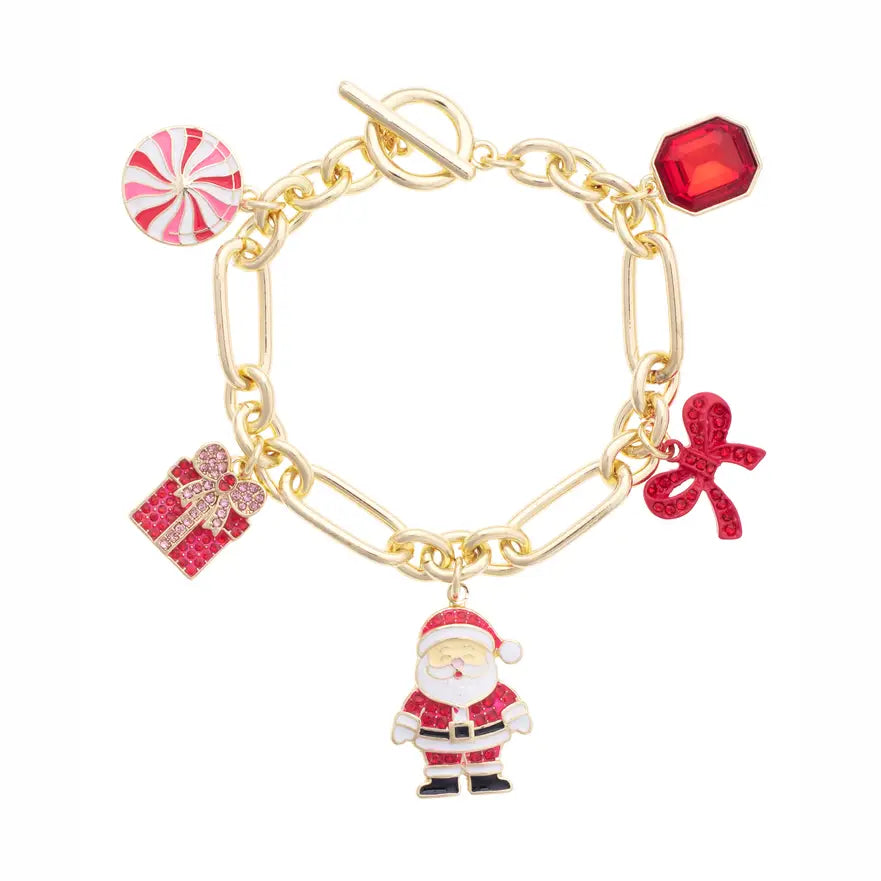 Jolly Santa Charm Bracelet in Red &amp; White By Canvas