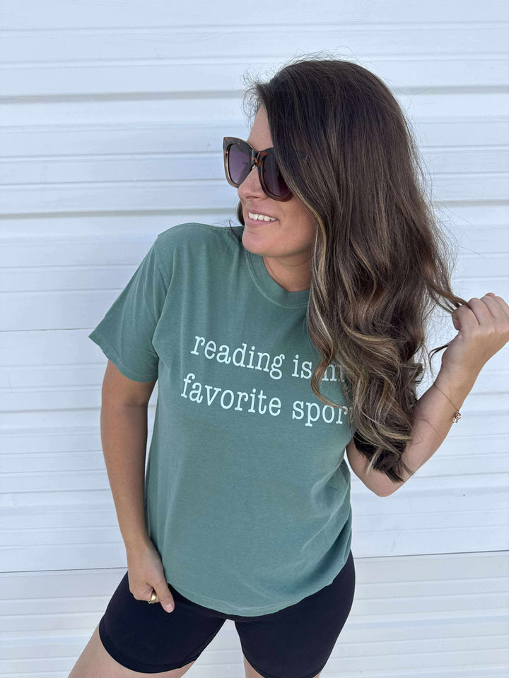 by PrepO: 'Reading is my Favorite Sport' Comfort Colors Graphic (Ships in 2-3 Weeks)