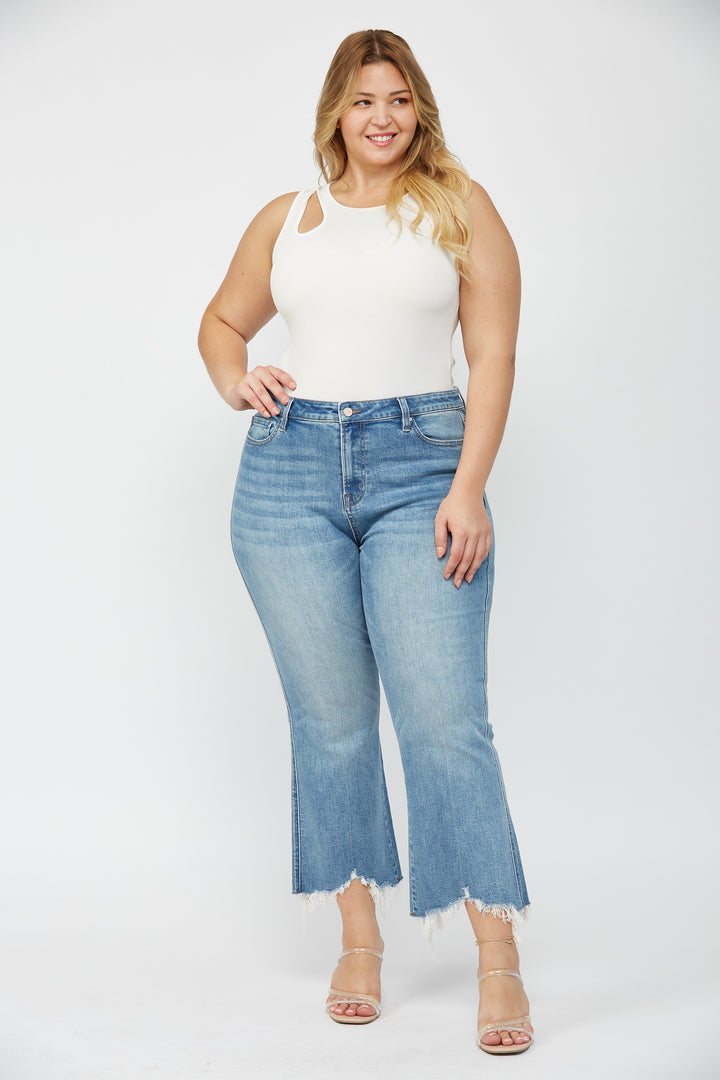 Moscato High Rise Crop Uneven Hem Jeans By Mica Denim