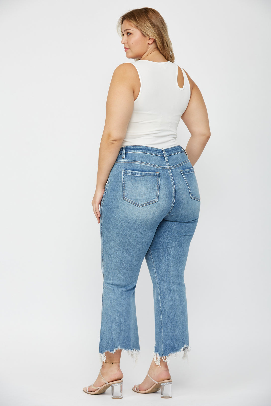 Moscato High Rise Crop Uneven Hem Jeans By Mica Denim