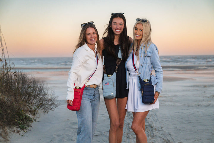 JUNE MARKET: Light Denim HydroBag® with Flag Embroidery by Wanderfull (Ships in 2-3 Weeks)