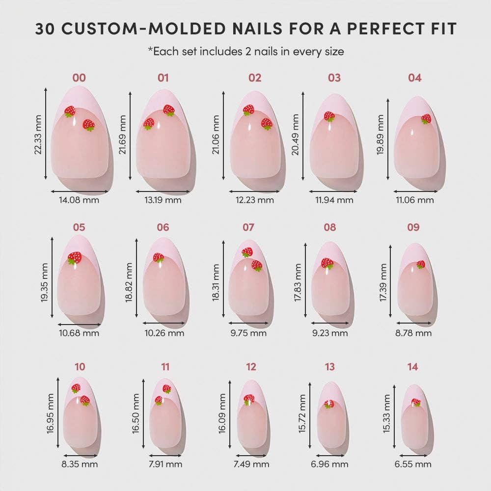 Strawberry Bits Short Almond Press-On Nails by Glamnetic