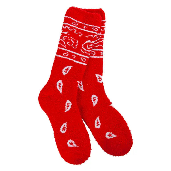 Red Bandana Cozy Crew Socks by World's Softest Socks