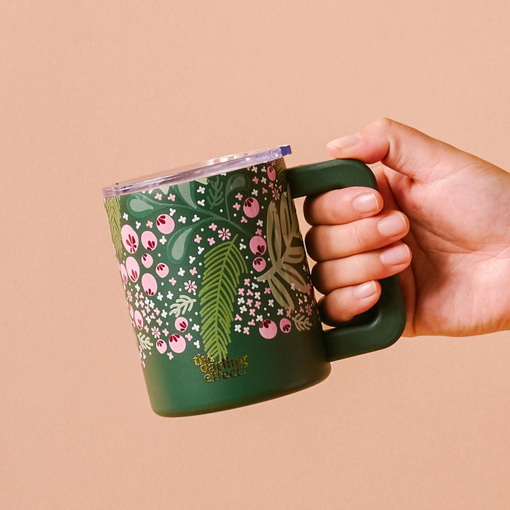 Jolly Sprig Green Insulated 14 oz Mug by the Darling Effect