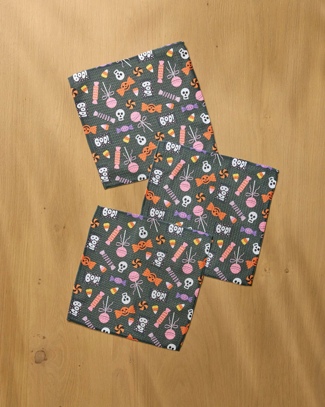Spooky Sweets Black Dishcloth Set by Geometry