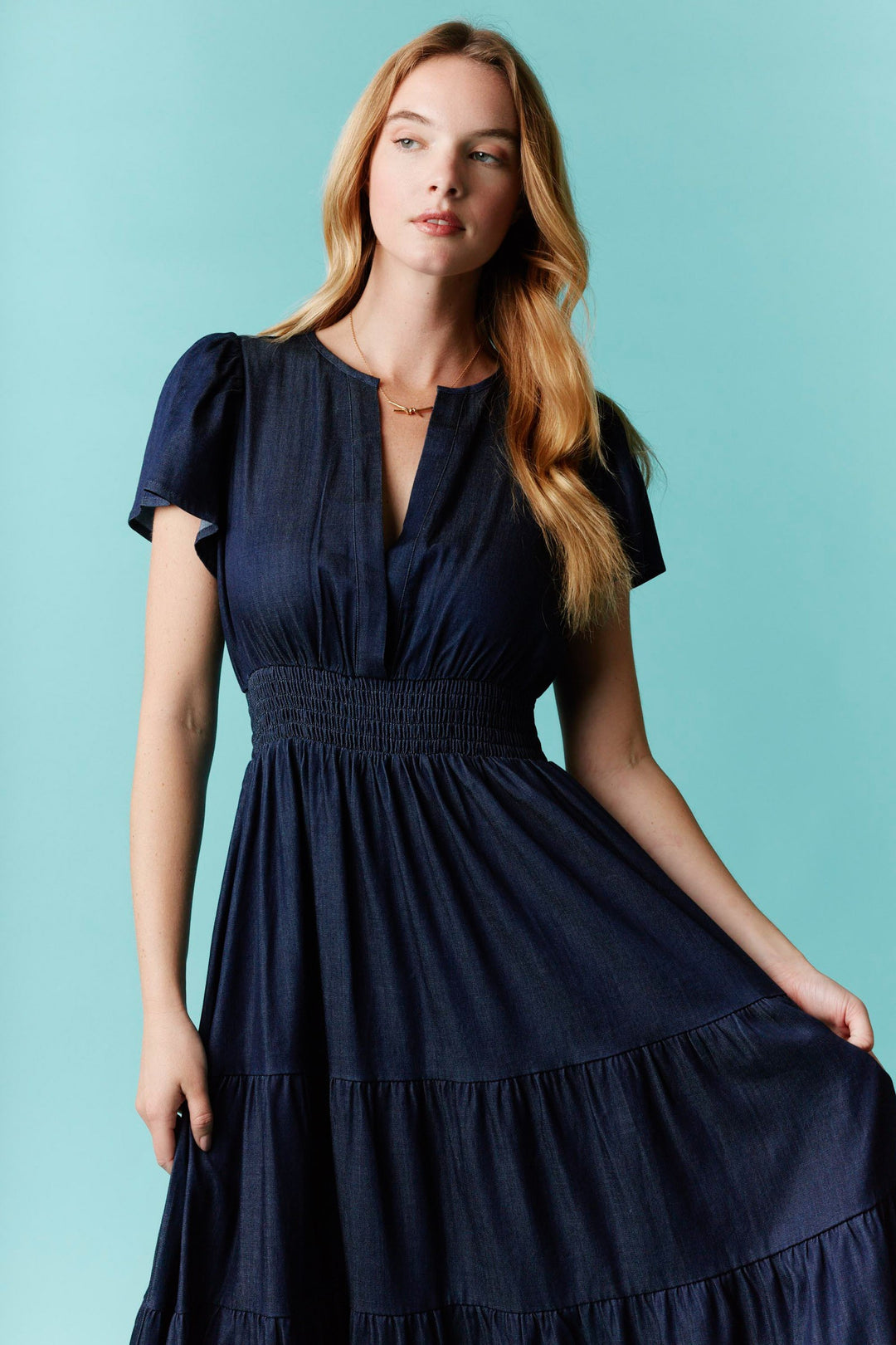 Denim V-Neck Short Sleeve Maxi Dress by Fantastic Fawn Prep Obsessed Denim V-Neck Short Sleeve Maxi Dress by Fantastic Fawn Prep Obsessed
