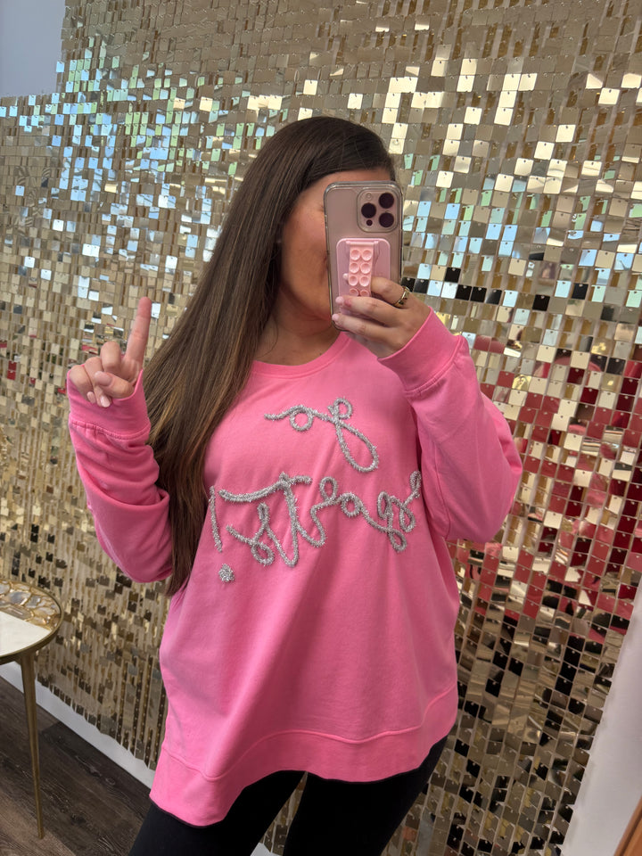 'Go Sports!' Pink Sparkle Sweatshirt by Mud Pie