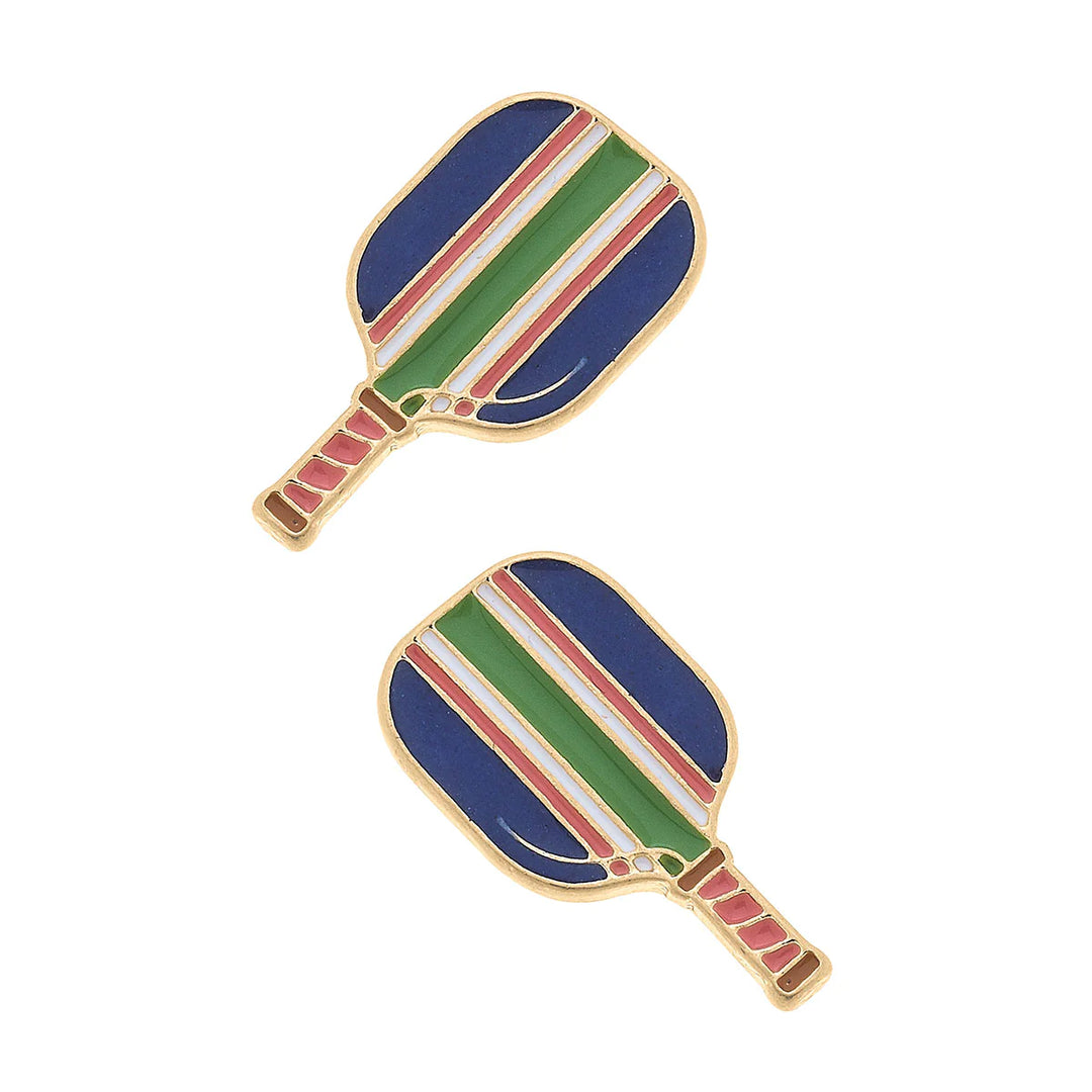 Ellie Pickleball Paddle Stud Earrings - Blue