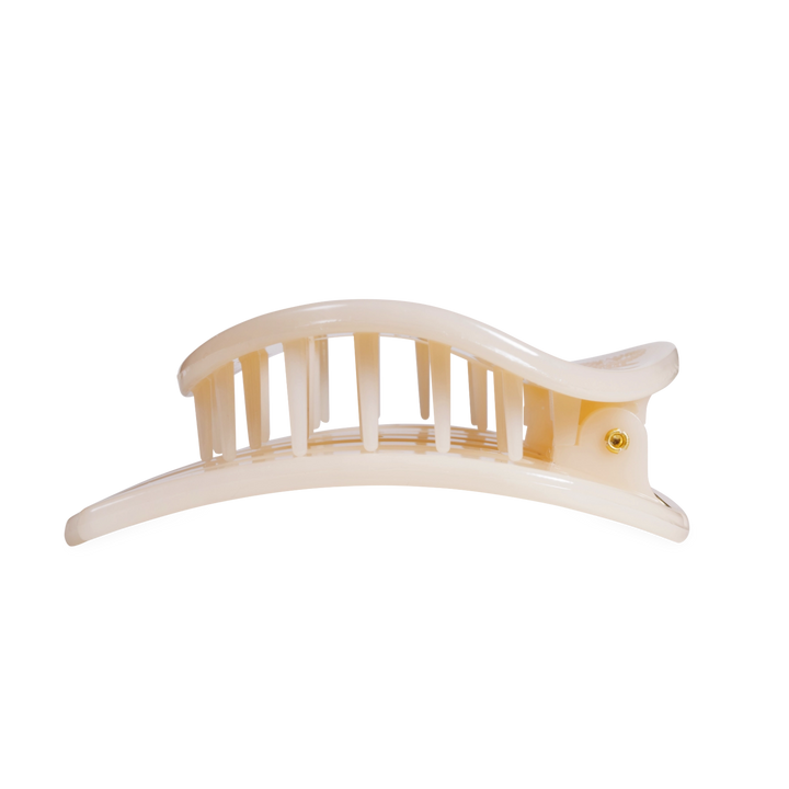 Large Teleties Flat Open Circle Clip - Almond Beige (Ships Next Week)