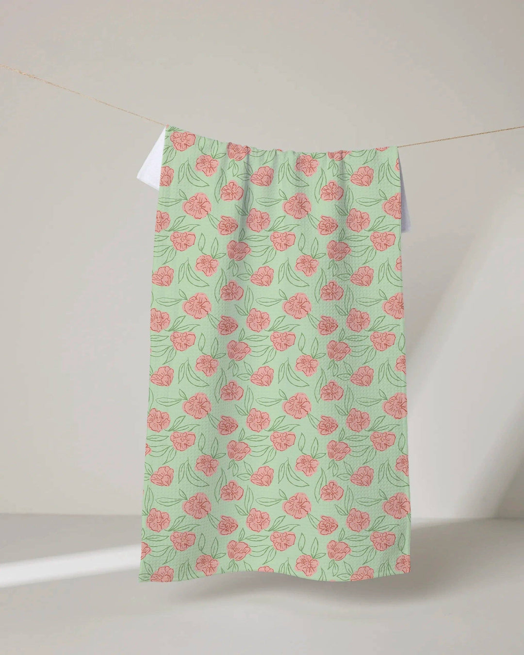 Aqua Lucky Bloom Tea Towel by Geometry
