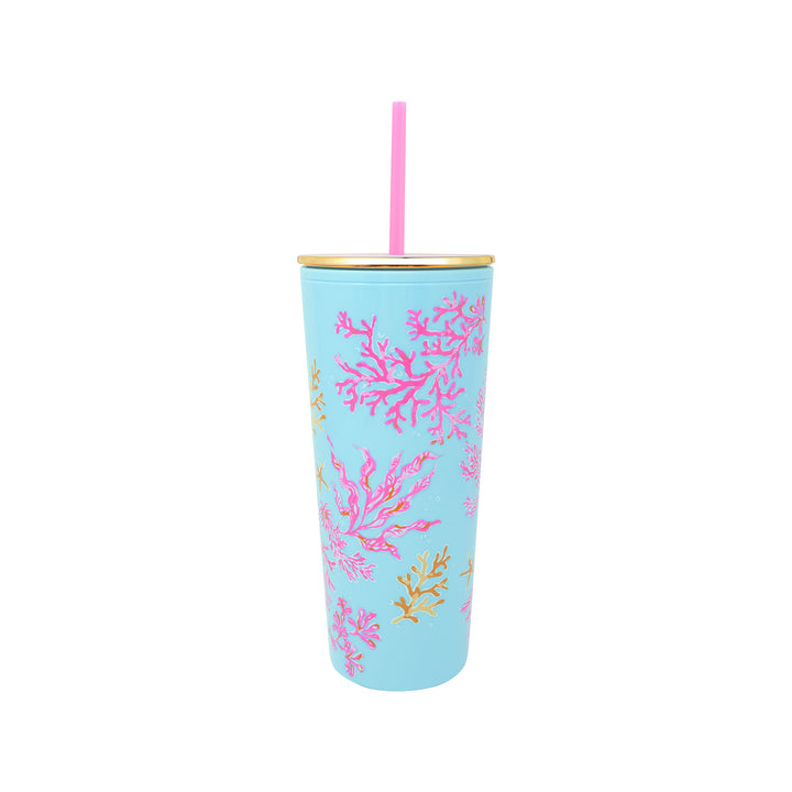 Tumbler with Straw by Lilly Pulitzer - Royal Coral
