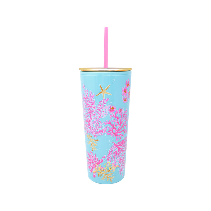 Tumbler with Straw by Lilly Pulitzer - Royal Coral