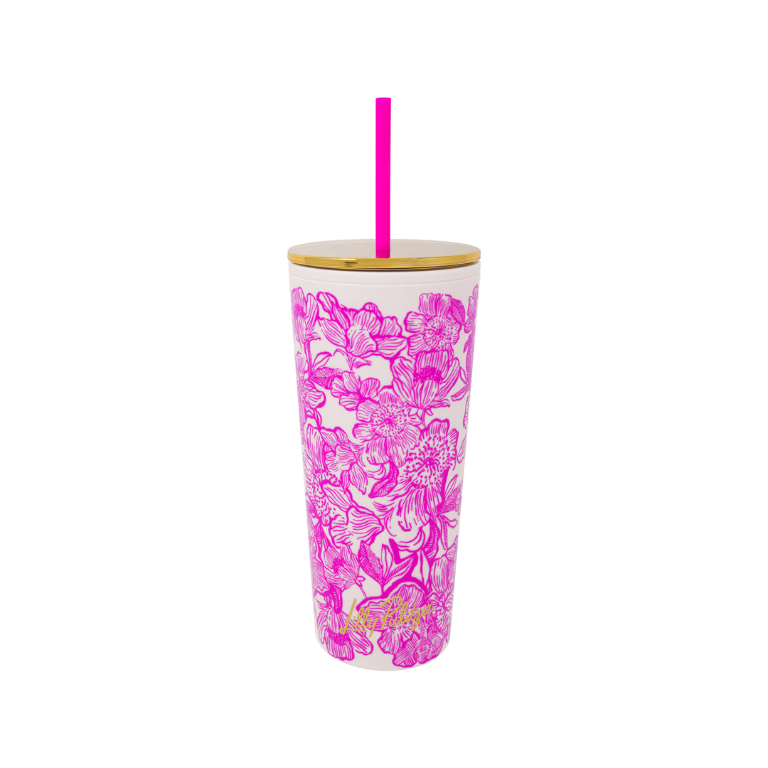 Tumbler with Straw by Lilly Pulitzer - Unforgettable Pink