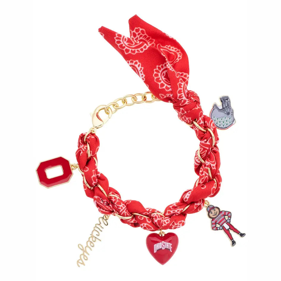 Ohio State Buckeyes Bandana Charm Bracelet By Canvas (Ready To Ship)