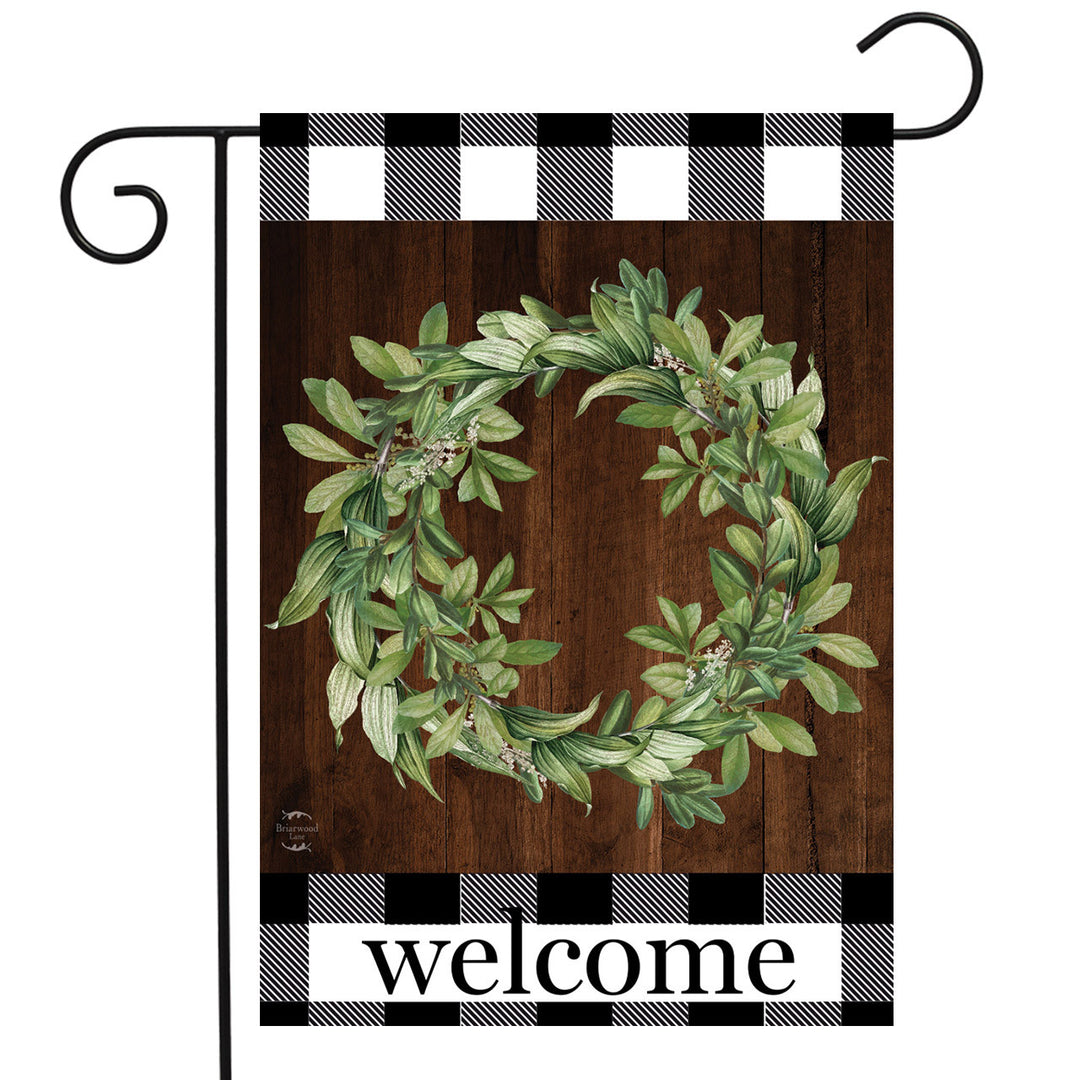 'Welcome' Farmhouse Wreath Garden Flag
