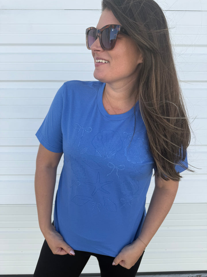 by PrepO: Tonal Seashells Short Sleeve Graphic Tee (Ships in 2-3 Weeks)