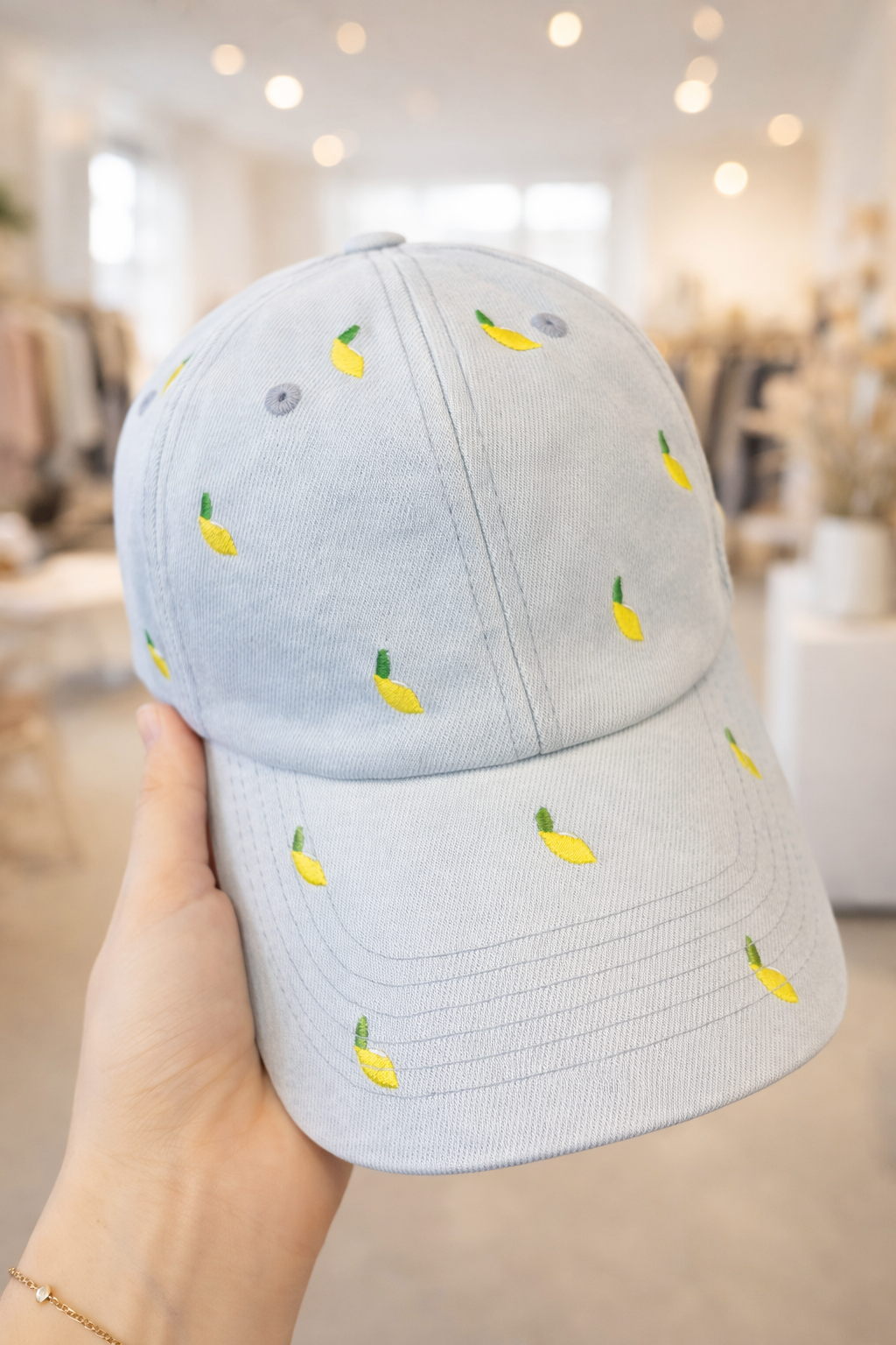'Do Everything In Love' Denim Cap - Lemons