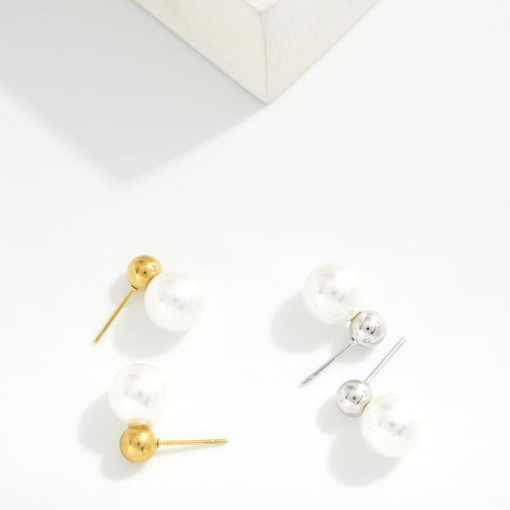 Bead & Pearl Drop Earrings - Silver