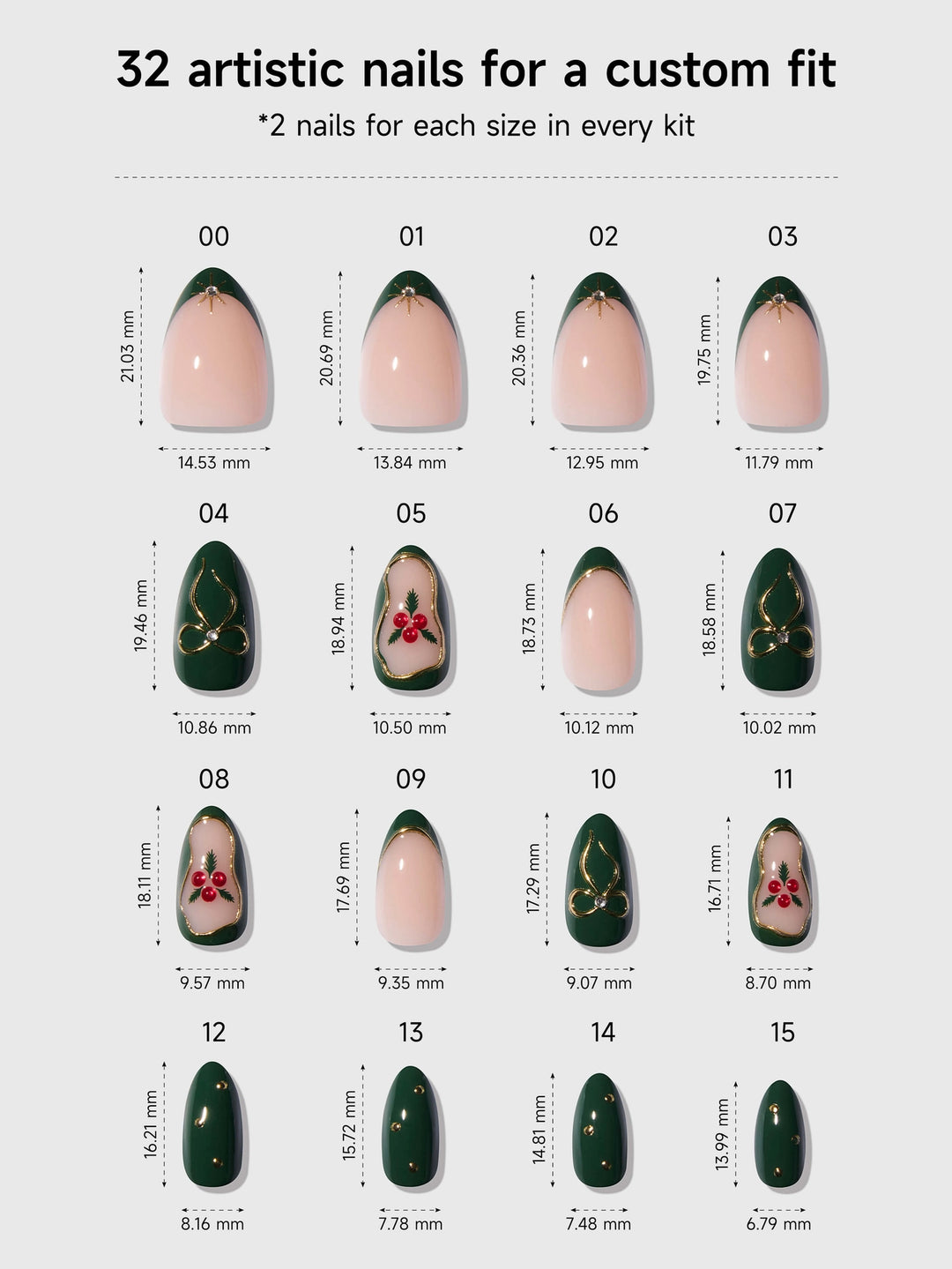 Evergreen Ribbon Press-On Nails by Celebritips