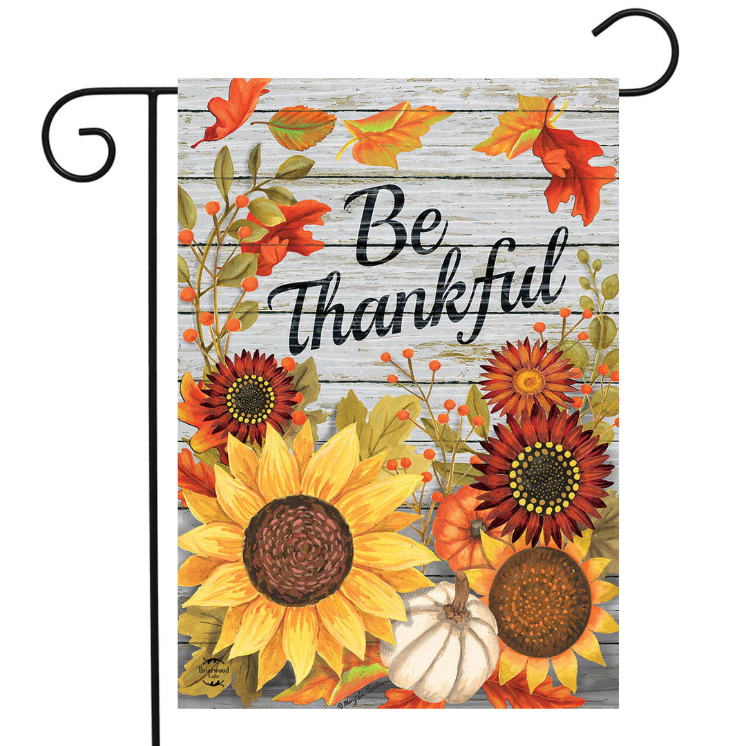 'Be Thankful' Flowers Double-Sided Garden Flag