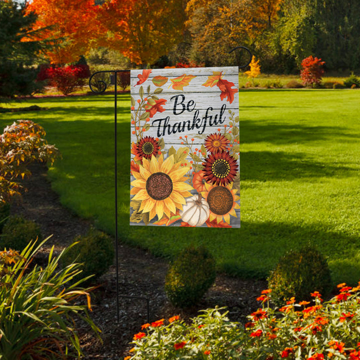 'Be Thankful' Flowers Double-Sided Garden Flag