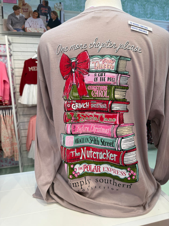 'One More Chapter Please' Christmas Books Long Sleeve Tee by Simply Southern