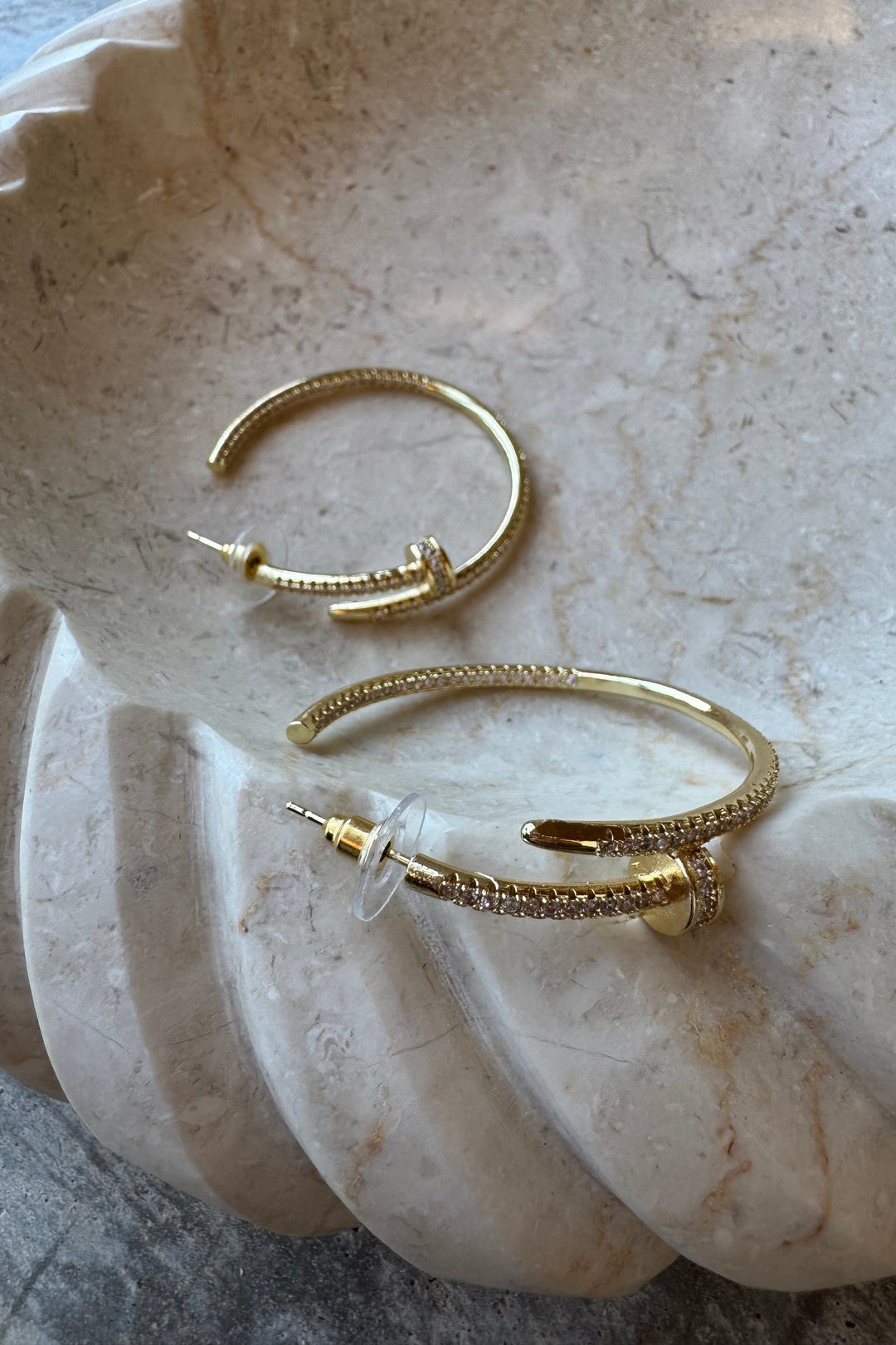 Rhinestone Nailhead Hoop Earrings by Blakeley