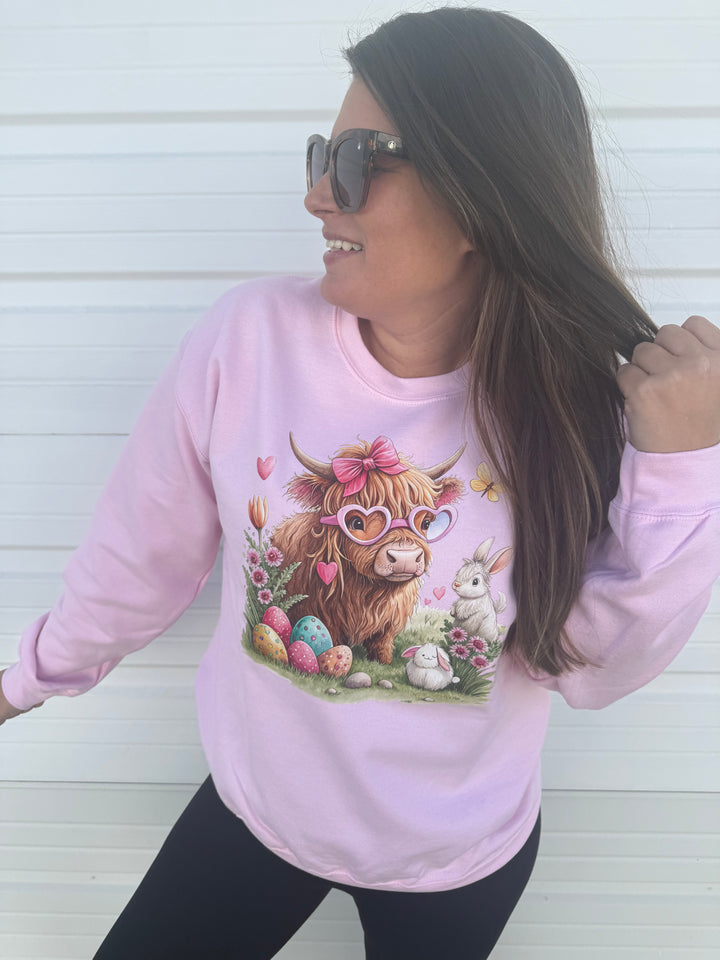 by PrepO: Pink Easter Friends Graphic Sweatshirt (Ships in 2-3 Weeks)