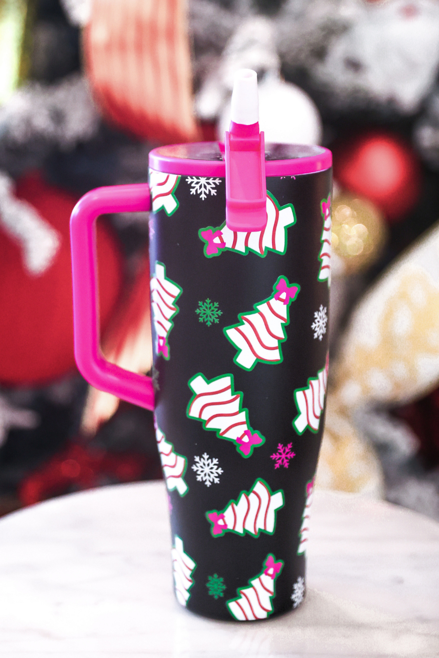 Bow Christmas Treat Snowflake Sleek Tumbler by Jess Lea (PREORDER: Ships in October)