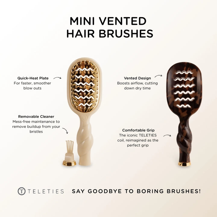 Mini Tan Vented Hair Brush by Teleties