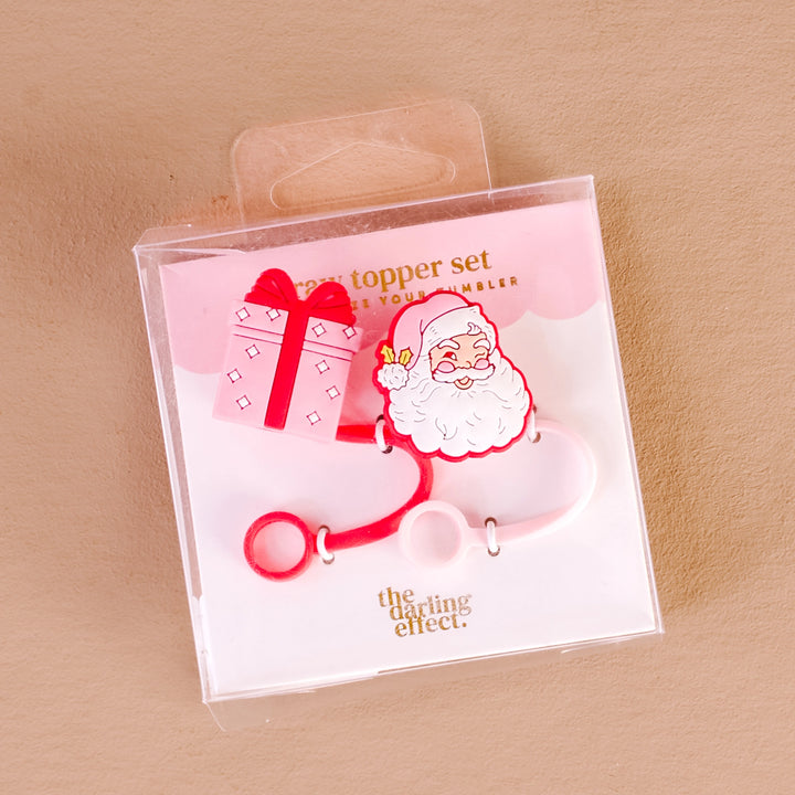 Christmas Straw Topper Set - Jolly Santa by the Darling Effect