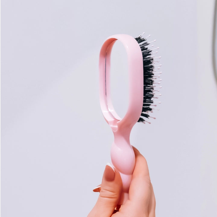 Bubblegum Pink Mini Boar Bristle Hair Brush by Teleties (Ships Next Week)