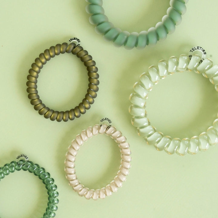 Teleties Hair Tie - Large and Small Band Pack of 5 - Mossy Moments