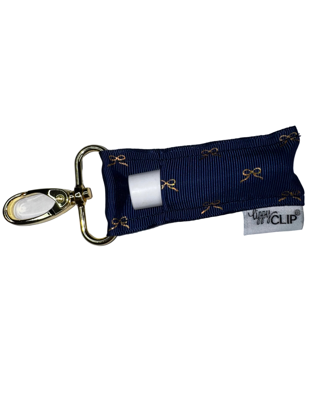 Gold Bows on Navy LippyClip® Lip Balm Holder (PREORDER: Ships in 2-3 Weeks)