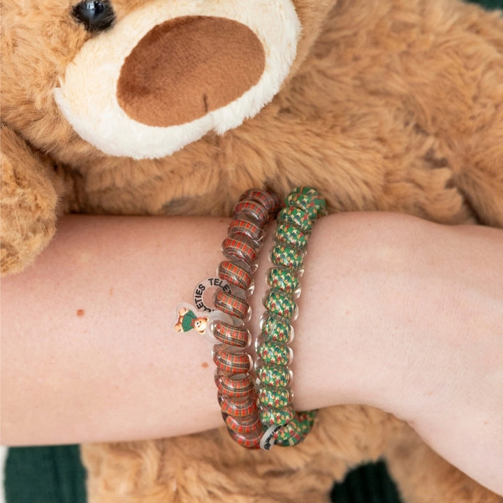 Teleties Hair Tie - Large and Small Band Pack of 5 - Beary Christmas