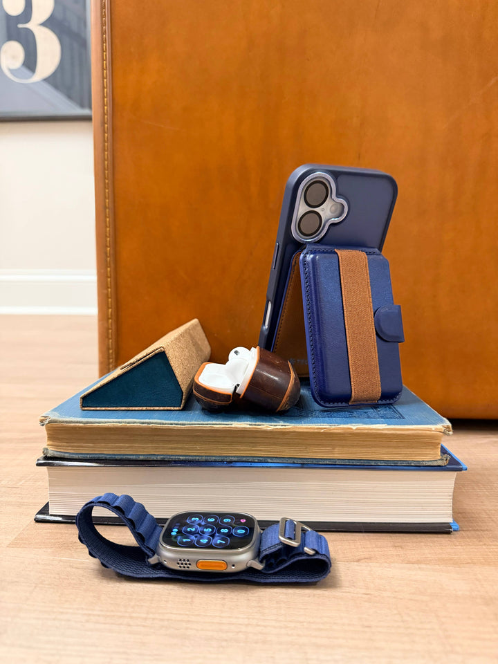 Back Pocket 3-in-1 Magnetic Phone Wallet - Navy/Camel