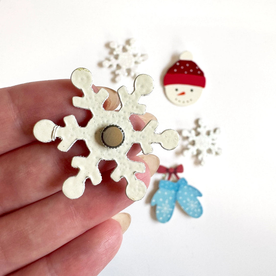 White Glitter Snowflake Magnet by Roeda