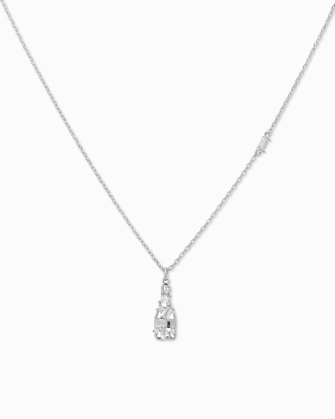 Pave Champagne Pendant Necklace - Silver