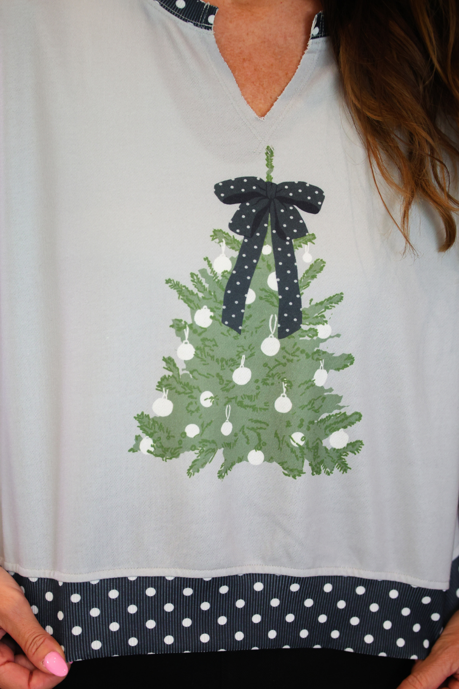 Polka Dot Bow Tree Pullover by Jess Lea (PREORDER: Ships in October)
