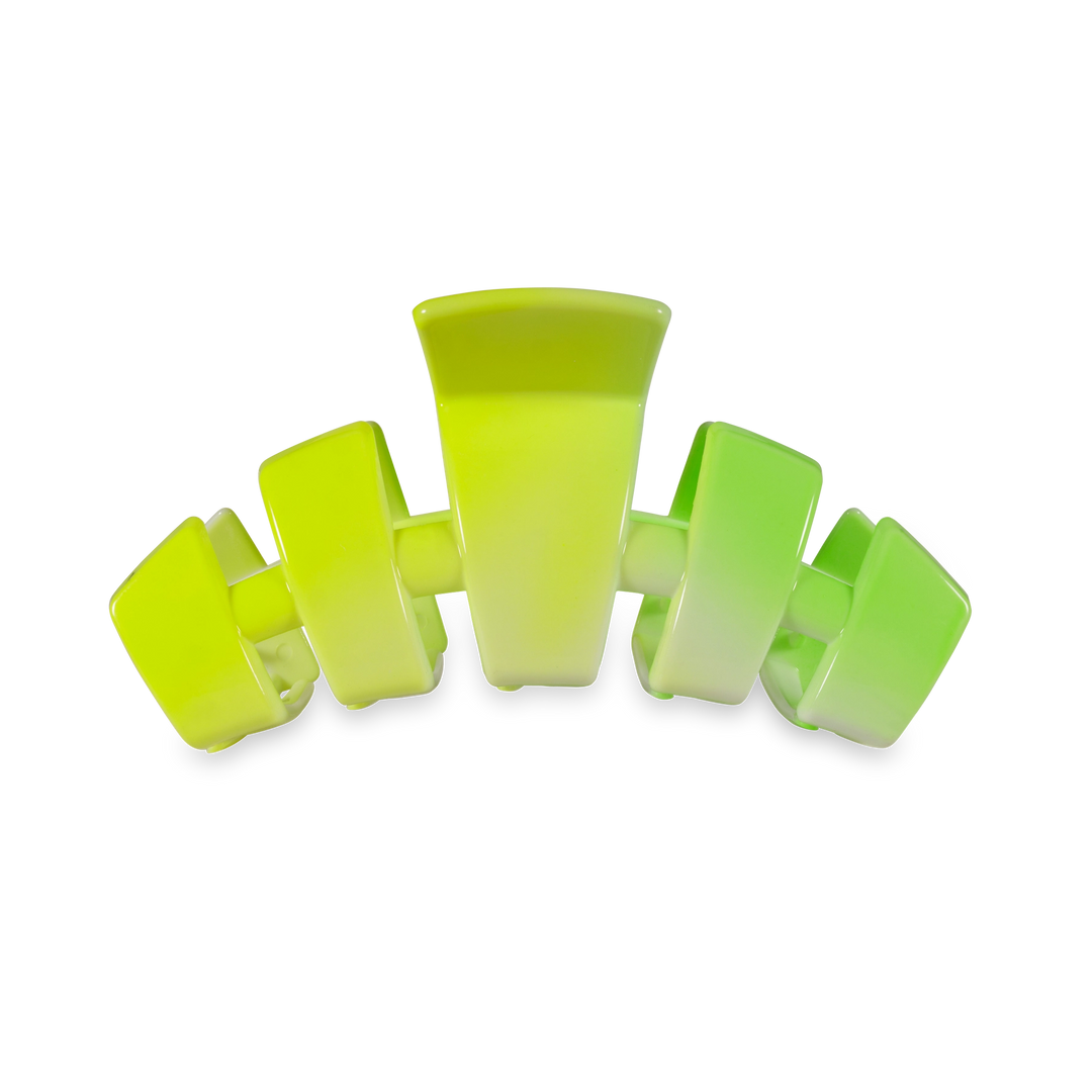 Teleties yellow to neon green ombre claw clip, medium size, on white background
