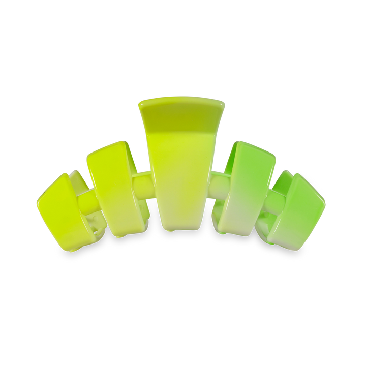 Teleties yellow to neon green ombre claw clip, medium size, on white background