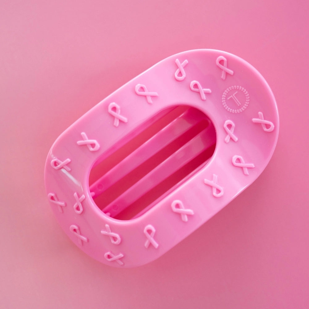Medium Teleties Flat Oval Clip - Pink Ribbon (Ships Next Week)